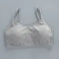 Grey girls strap bra, comfortable cotton training camisole with inserts for teens. - One Size / Gray