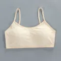 Comfortable cotton teenage girls camisole bra with removable chest pads thin strap top - One Size / Nude