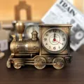 Vintage locomotive clock retro train alarm clock creative metal table decor clock - Bronze