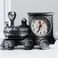 Vintage Locomotive Desk Clock Retro Steam Train Alarm Clock Antique Style Table Clock - Silver