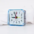 Compact plastic quartz alarm clock for student bedroom bedside table simple square blue design. - No Battery / 182 Square Clocks - Blue