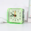Green square quartz alarm clock for student bedroom bedside table, compact plastic desktop clock. - No Battery / 182 Square Clocks - Green