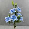 Artificial blue lily flower branch 6 heads for home wedding party desktop decoration fake floral - No. 18
