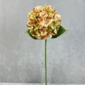 Detailed close-up of a 3d fabric artificial hydrangea flower with realistic gradient petals. - Autumn Yellow