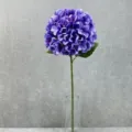 Artificial purple hydrangea flower single stem detail close up view for home decoration. - Purple