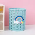 Schicker geflochtener Stiftehalter, multifunktionaler Schreibtisch-Organizer für Schreibwaren. - Blau Regenbogen Schleife