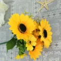 Tournesol artificiel fleur fausse 7 fourches jaune style champêtre décoration variante - Tournesol à 7 Fourches / Jaune