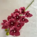 Artificial silk orchid branch flower for home wedding decoration and party layout - Rose Red
