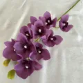 Fausse branche d'orchidée violette en soie pour décoration de maison et de mariage - Violet foncé