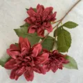 Künstliche Dahlien Zweig drei Köpfe burgunderrot Deko Blumenstrauß für Hochzeit Zuhause - Rot