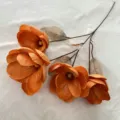 Orange künstliche Magnolienblüte Zweig mit vier Köpfen für schöne Heimdekoration - Orange