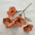 Pfirsichfarbener künstlicher Magnolienblütenzweig mit vier Köpfen für Heim- und Hochzeitsdeko - Braun