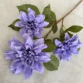 Künstlicher lila Dahlien Blumenzweig, 3 Köpfe Seidenblumen Stiel für Heimdekoration. - Blau und Violett