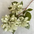 Künstliche 3-Kopf Dahlien Blume Zweig hellgrün Seide Blumen Dekor Hochzeit Zuhause - Grün