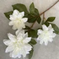 Künstlicher weißer Dahlien Blumen Zweig mit drei Köpfen für Heim und Hochzeit Deko Variante - Creme
