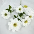 Artificial 5-head white orchid flower bouquet for table and home decor detail view. - Cream White