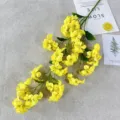 Artificial yellow pearl flower branch for home decor, premium silk floral photography background prop. - Yellow