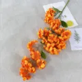 Artificial orange flower branch for home decor, realistic silk floral decoration props. - Orange