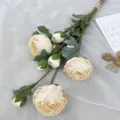 Bouquet de fleurs artificielles renoncule, faux lotus pour déco de table mariage maison. - Champagne
