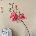 Künstlicher Magnolienblüten Zweig Heimdeko künstliche Blumenarrangements für Wandvase - Champagnerrosa