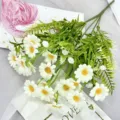 Kunstmatige witte margriet bloemenboeket nepplanten voor thuis woonkamer decor fris - Wit