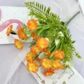 Bouquet di fiori di margherite artificiali arancioni, 20 teste pianta finta per decorazione casa. - Arancione
