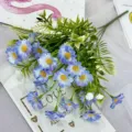 Bouquet di fiori finti margherite blu artificiali per decorazione casa composizione 20 teste. - Blu viola