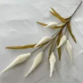 Artificial plastic flocked reed flower branch, nordic style wedding home decor fake plant - Cream