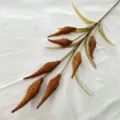 Artificial flocked reed branch, brown faux pod flower for home decor and wedding party. - Light Coffee