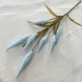 Artificial flocked reed flower branch, blue faux plant for home wedding decor and hotel display. - Light Blue