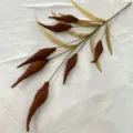 Artificial flocked French reed flower branch, brown fuzzy floral decor for home wedding. - Dark Coffee