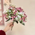 Kunstmatige bloemen boeket roze witte kleine bloemen voor huisdecoratie huwelijk - Rood