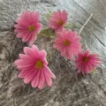 Bouquet de fleurs artificielles marguerite rose touche douce PU branche pour déco maison. - Taille 5