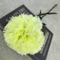 Single artificial carnation flower detail view, perfect for wedding home decor and photography props. - Light Yellow