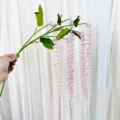 Flor artificial colgante de perlas para decoración de bodas, flor falsa de goma suave de techo. - Rosa