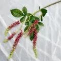 Kunstbeeren Zweig Hängepflanze mit grünen Blättern für die Wohnzimmer Wanddekoration. - Rot