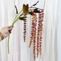 Rama de flores de cuentas artificiales colgantes largas planta falsa para decoración de boda - Caramelo