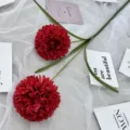 Artificial red snowball flower with leather stem, Nordic style faux silk flower home decor. - Red
