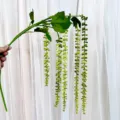 Flor de perla artificial vid larga planta de plástico para decoración de techo de boda - Verde claro