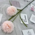 Pink artificial snowball flower, 2-head Nordic style faux floral home decor piece SKU. - Flesh Pink