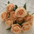 Artificial rose bouquet 10 heads silk flowers fake floral arrangement home decor wholesale - Pink Champagne
