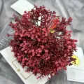 Artificial Baby's Breath Flower Bouquet Burgundy Red Fake Flowers for Wedding Floral Decor - Red