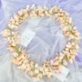 Guirnalda de flores de frangipani artificiales, decoración floral rosa melocotón para bodas. - Champán