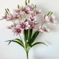 Mazzo di fiori di magnolia artificiali 5 rami fiori finti per decorazione casa e foto studio - N. 4 porpora