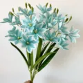 Dettaglio bouquet di fiori di magnolia artificiali, fiori finti a 5 biforcazioni per casa. - Taglia 7 Blu
