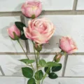 Künstlicher rosa Rosenstrauch, 6 Gabeln mehrköpfige gefälschte Blumen für Heimdekoration. - Canvas-Stoff in Dunkelrosa