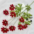 Fiori artificiali in velluto cosmo rosso a 9 teste variante decorazione nozze casa - Rosso