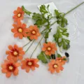 Fleurs de cosmos artificielles orange 9 têtes bouquet floral en soie pour mariage - Orange
