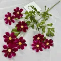 Bouquet de fleurs de cosmos artificielles 9 têtes magenta foncé fausses fleurs mariage déco - Rose Violet