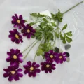 Bouquet de fleurs artificielles cosmos 9 têtes velours violet décoration mariage - Violet
